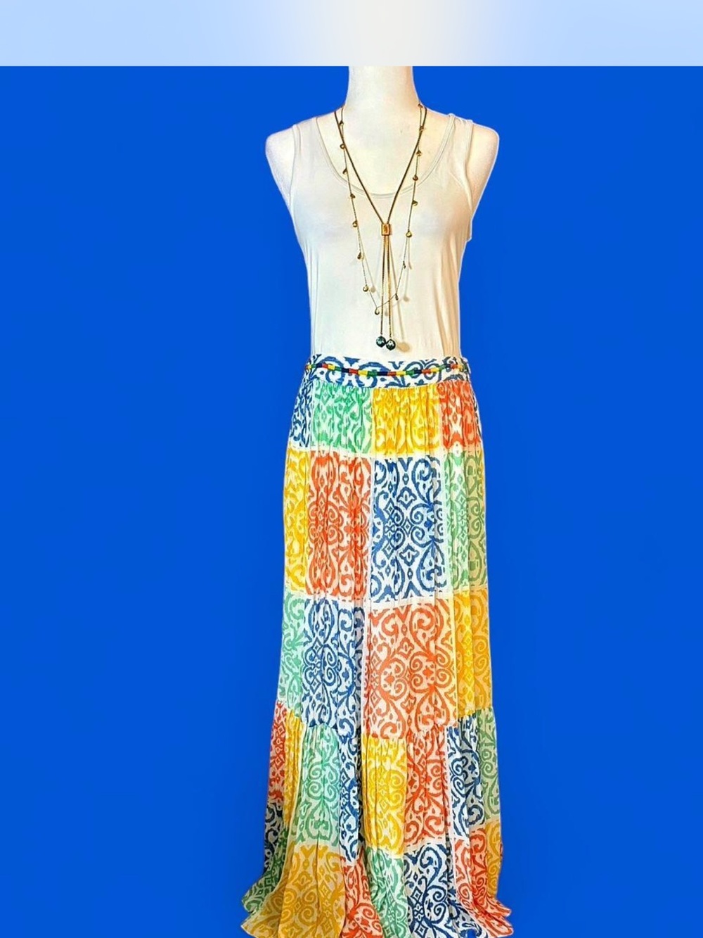 Verb by Pallavi Singhee Colorful Ikat Print Maxi Skirt Size 10